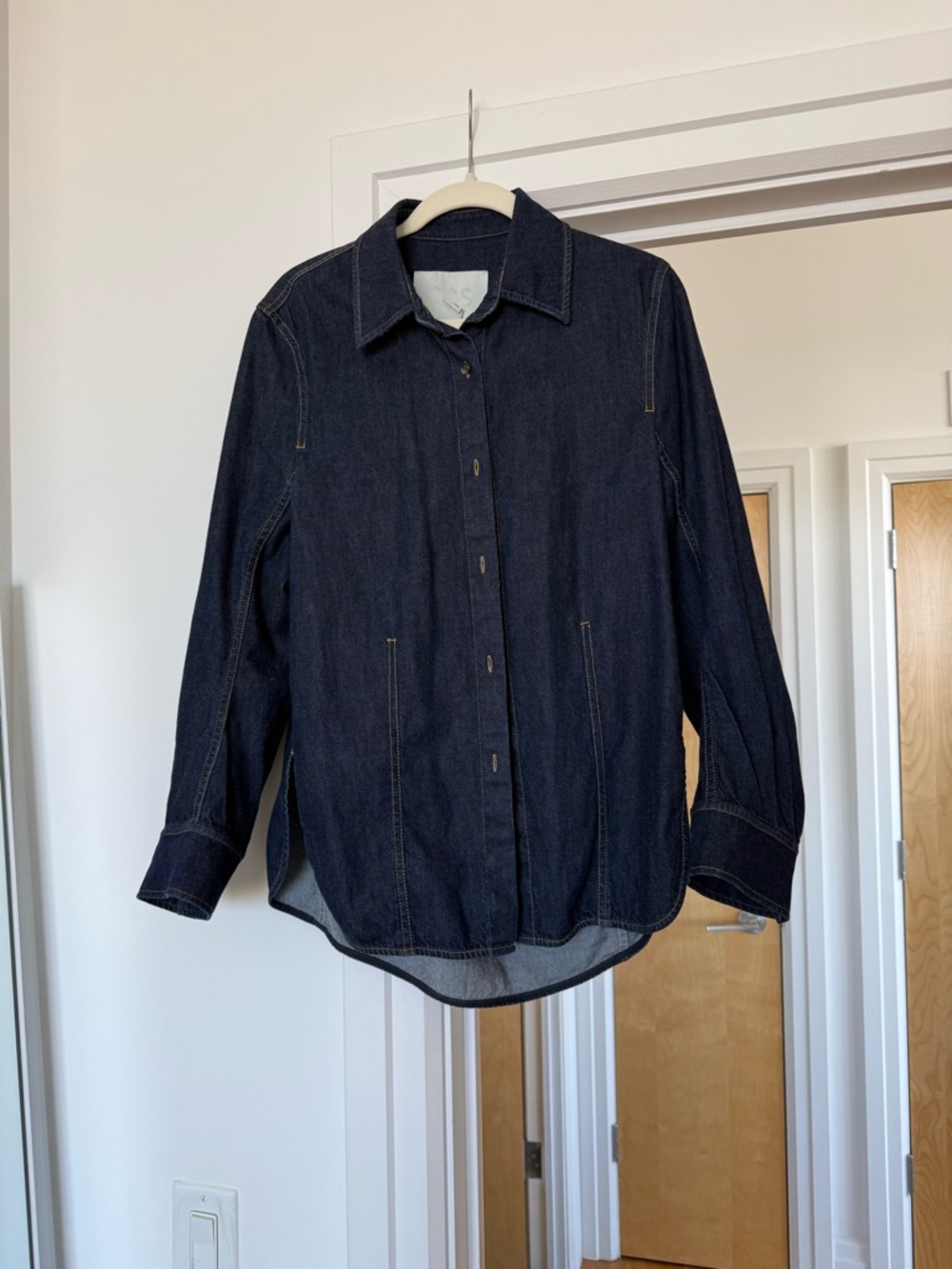 COS Dark Blue Button-Down Denim Shirt